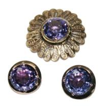 Vintaige 14 karat rose gold earrings and brooch