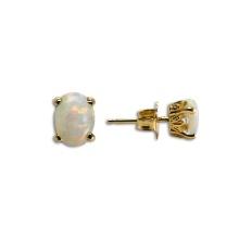 14k Gold Solid Opal Stud Earrings