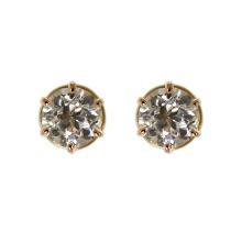14k Gold Round Brilliant Diamond Stud Earrings -