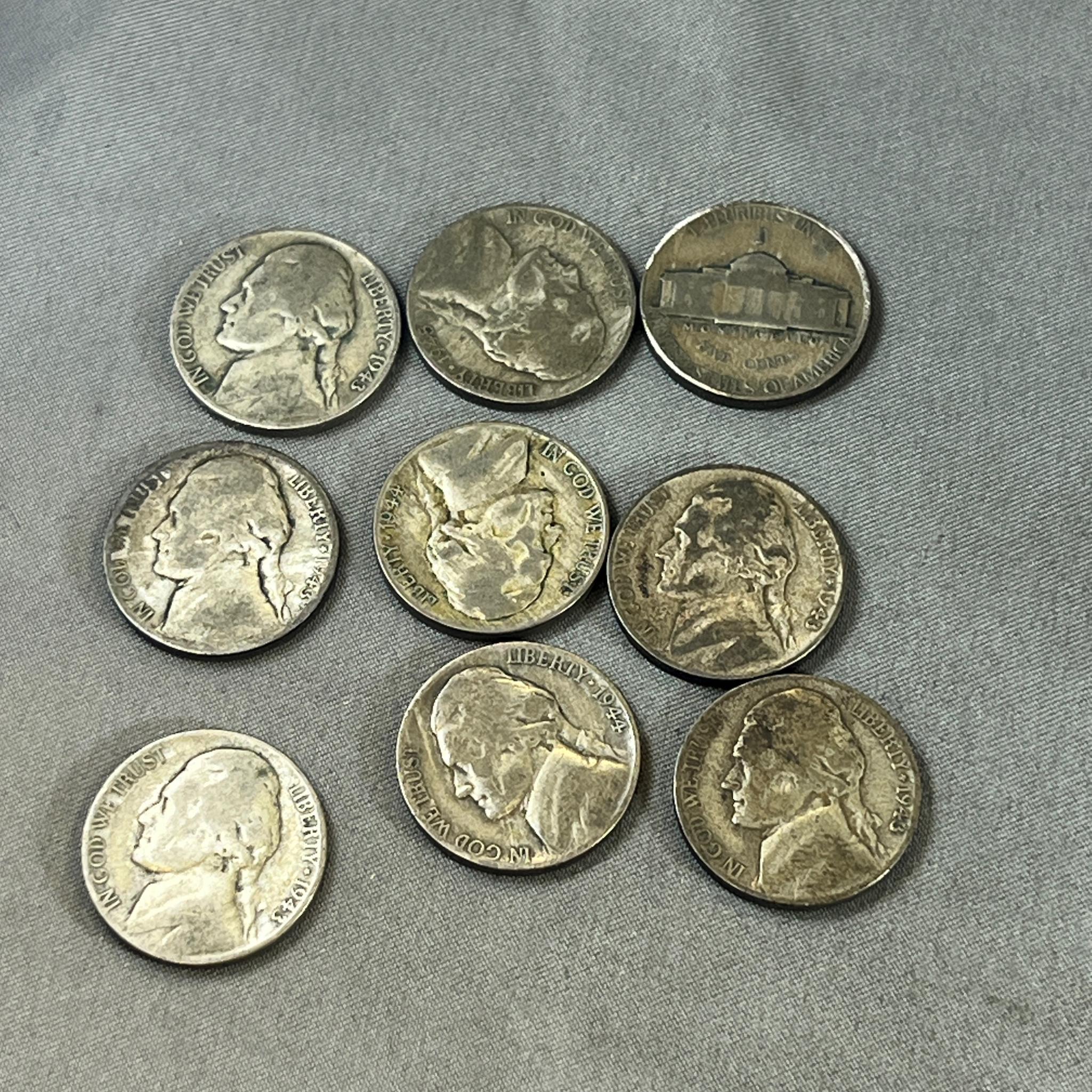 9- 35% Silver War Nickels