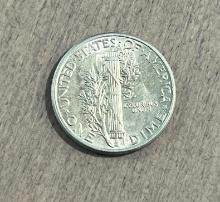 1943 Mercury Dime, 90% Silver, AU