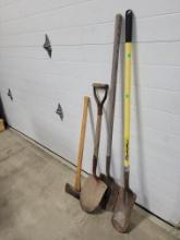 Long Handle Lot, shovels, and splitting maul