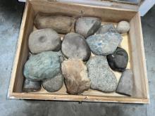 LOCAL PICKUP ONLY Stone Tool Artifacts in Display Case No Shipping for this item