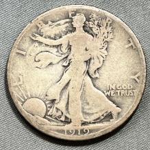 1919-D US Walking Liberty Half Dollar, 90% Silver