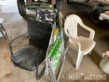 Quantity of lawn chairs including (2) vintage metal chairs