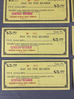 March 10th 1933 Depression Scrip - City of Earie Pennsylvania Uncirculated Collection Lot