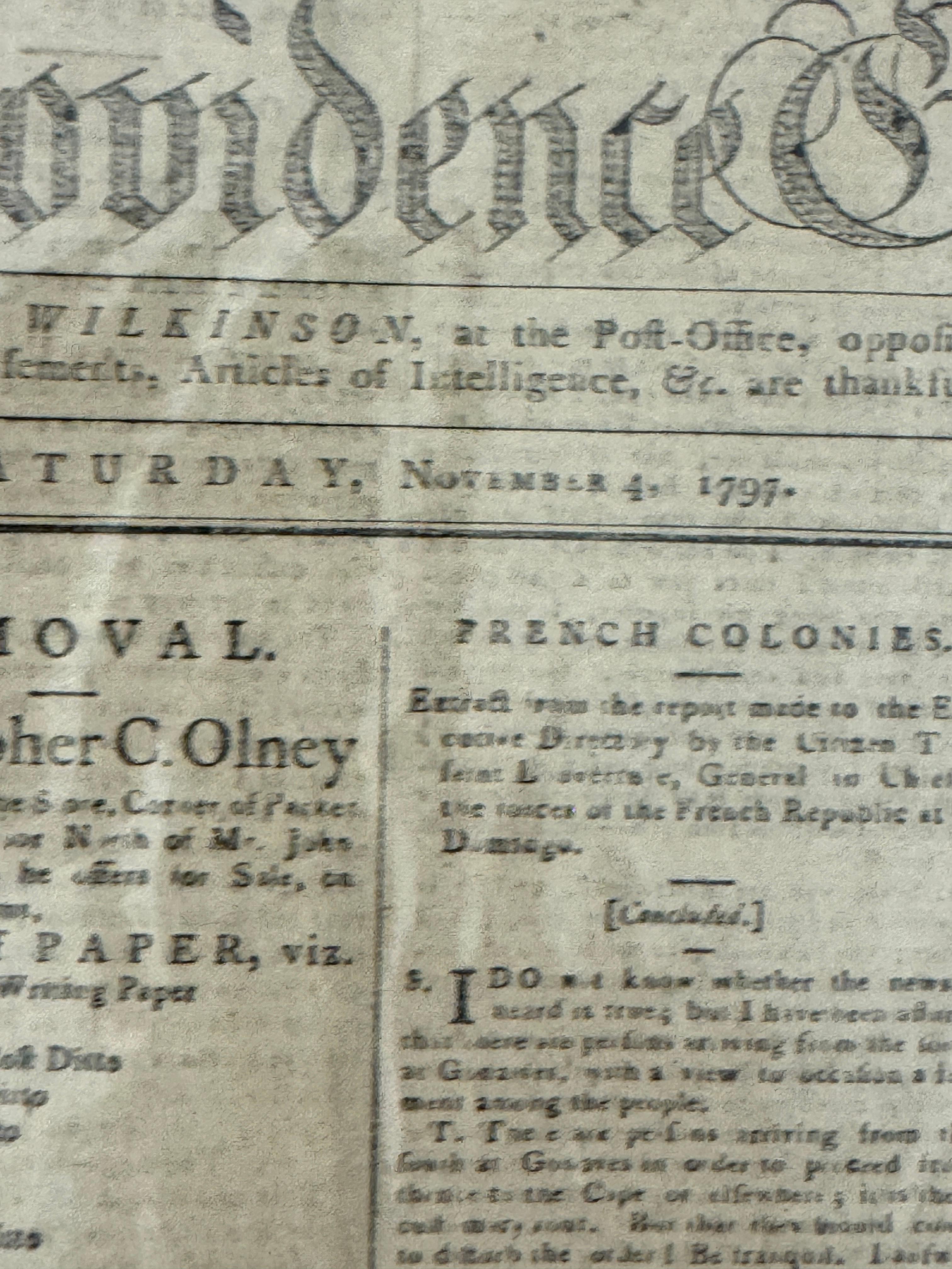 ANTIQUE NEWSPAPER 1797, 1804