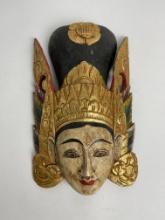 Vintage Wood Hand Carved Painted Indonesian Wood Mask