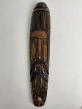 Hand Carved Wood Bearded Man Face Mask