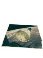 Large Format Photo Space Gemini VII spececraft orbiting the blue Earth 1965 signed