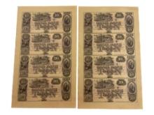 1850s $10 Uncut Sheets of Canal Bank, New Orleans Uncirculated Money