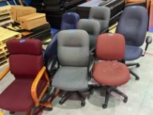 OFFICE CHAIRS ASSORTED - 2 RED, 3 GREY, 3 BLUE (LOCATED DAVIE, FL)