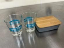 (2) FUNNY BONE GLASSES (1) BENTO BOX
