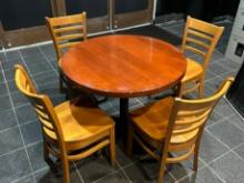 WOOD TABLE 36" ROUND WITH 4 LIGHT WOOD CHAIRS