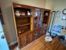 90 inch wide x 74 inch tall wood hutch 3 piece set, lighted