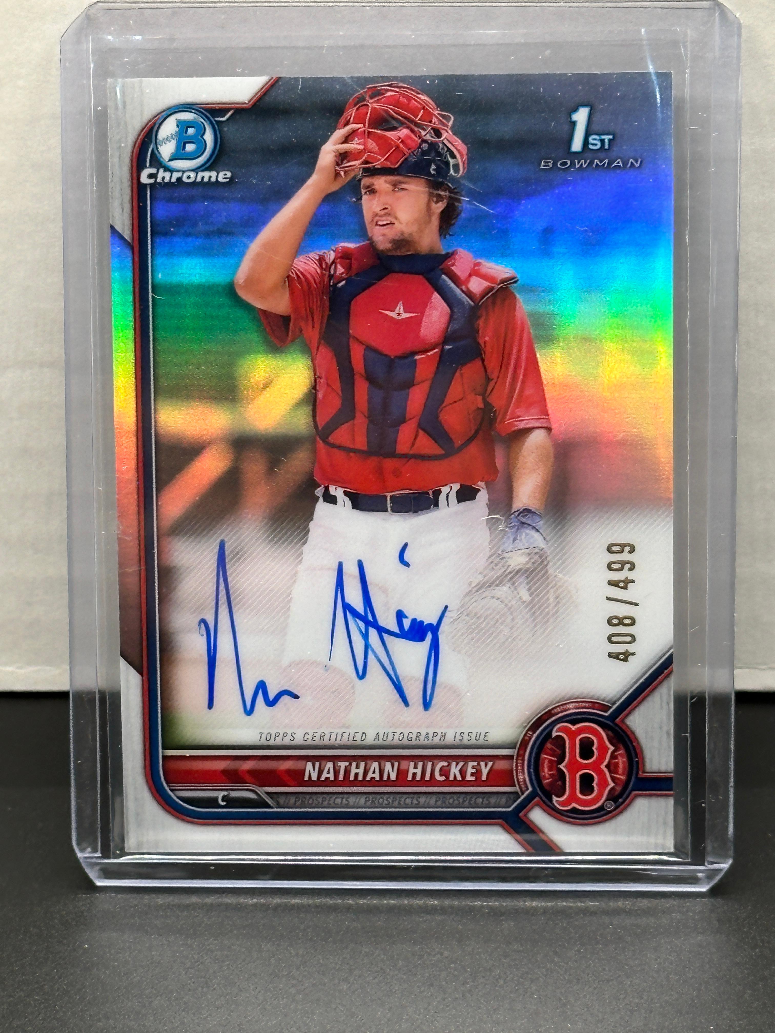Nathan Hickey 2022 Bowman Chrome Rookie RC Refractor (#408/499) Auto #CPA-NH