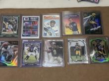 Lot of 10 NFL Cards - Tarkenton (Poor), Brees, Claypool Lime Green Prizm RC, Ridder RC Silver