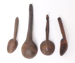 Group of 4 Hand Carved Filipino Spoons