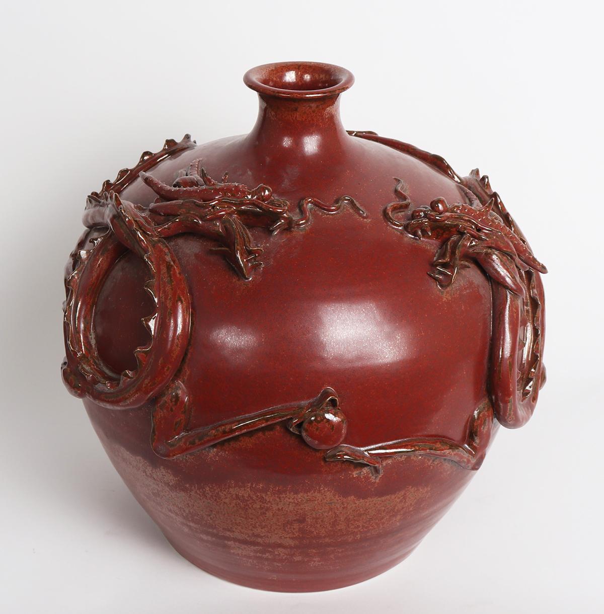Chinese Red Dragon Ceramic Jar