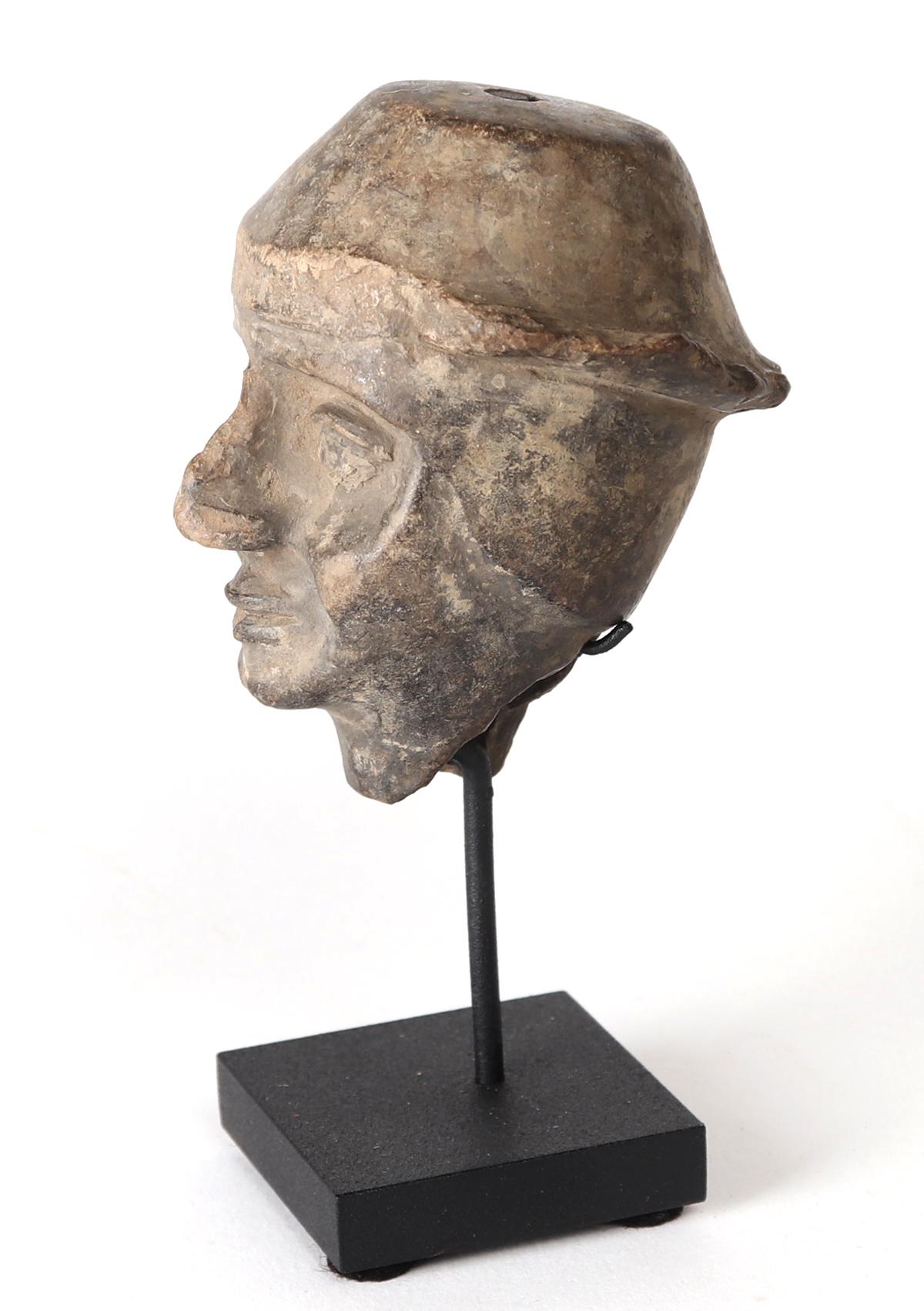 Rare Aztec Colonial Head w/Brimmed Hat, 1200-1500CE