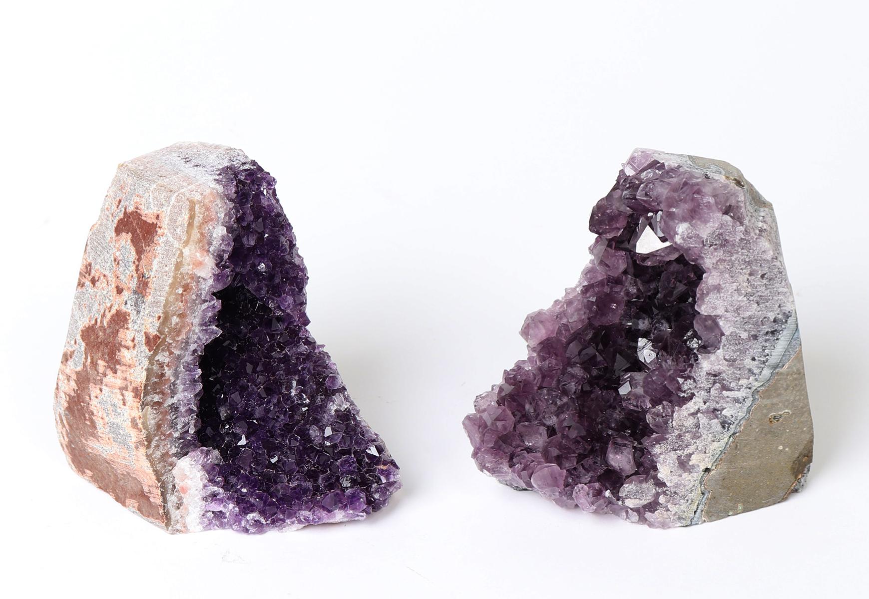 Pair of Natural Amethyst Geode Bookends