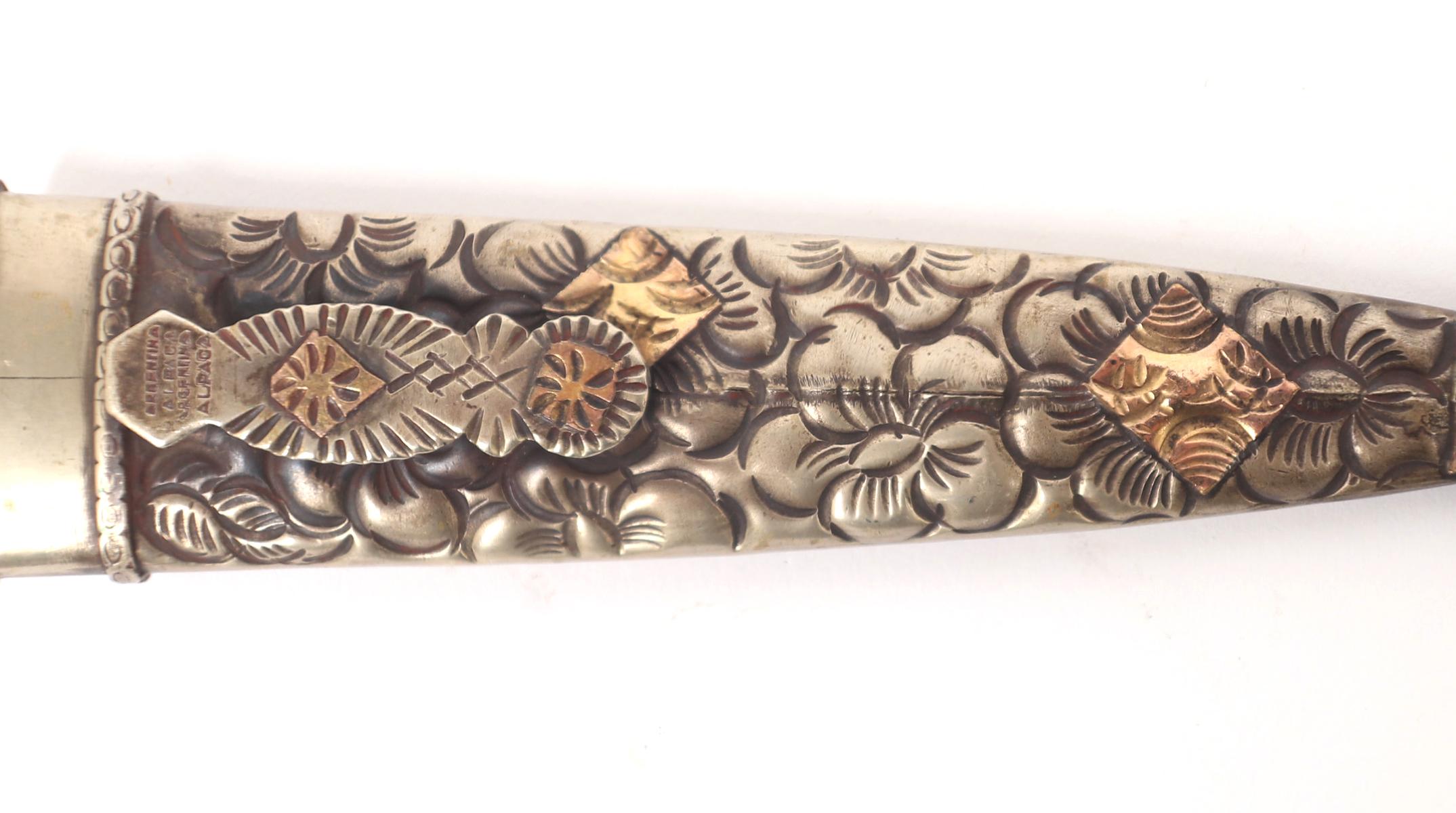 Argentinian Gaucho Embossed Silver & Gilt Knife