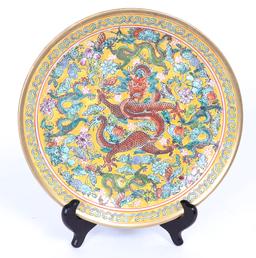 Chinese Famille Rose Porcelain Dragon Dish