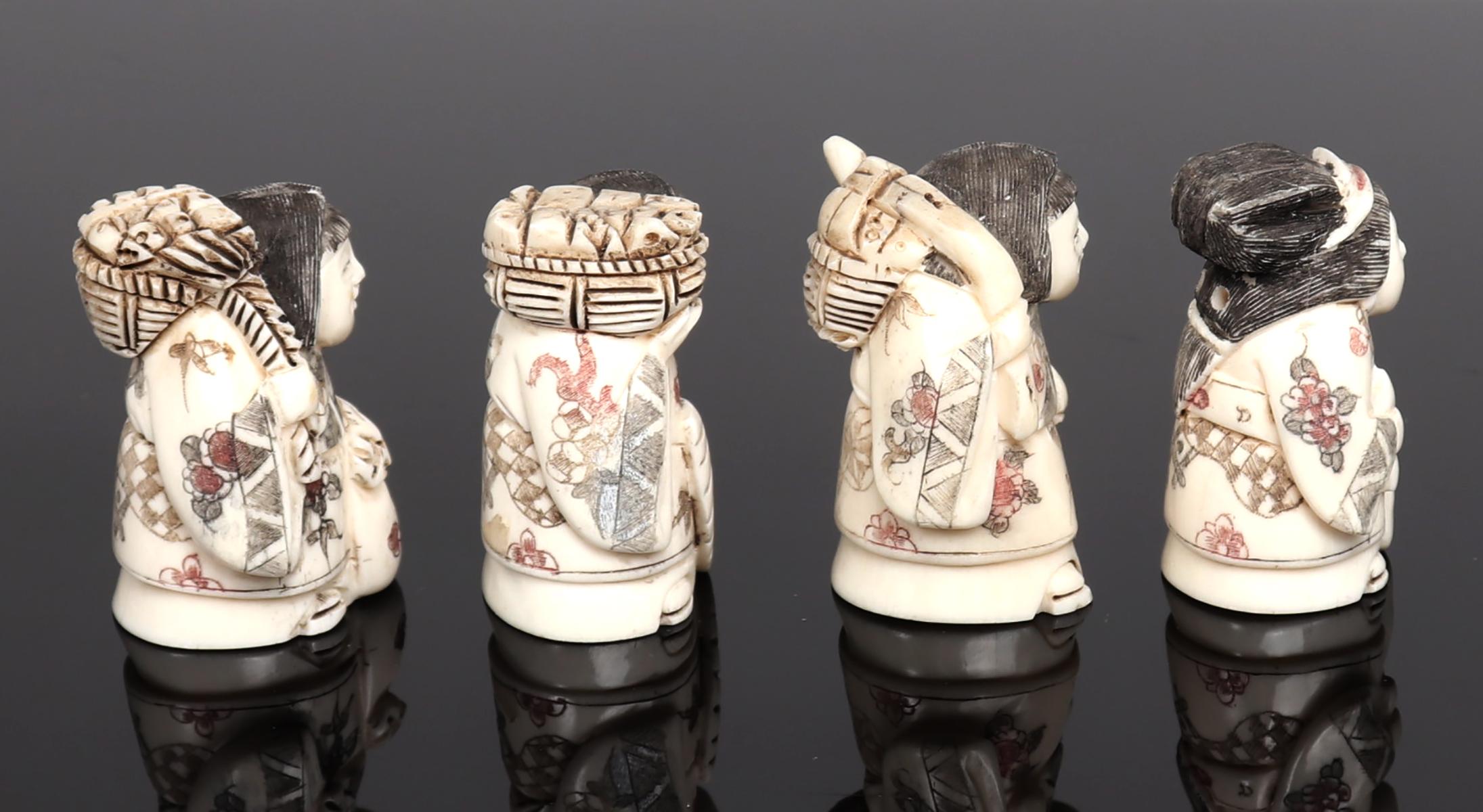 Chinese Carved Bone Female Netsuke, Signed