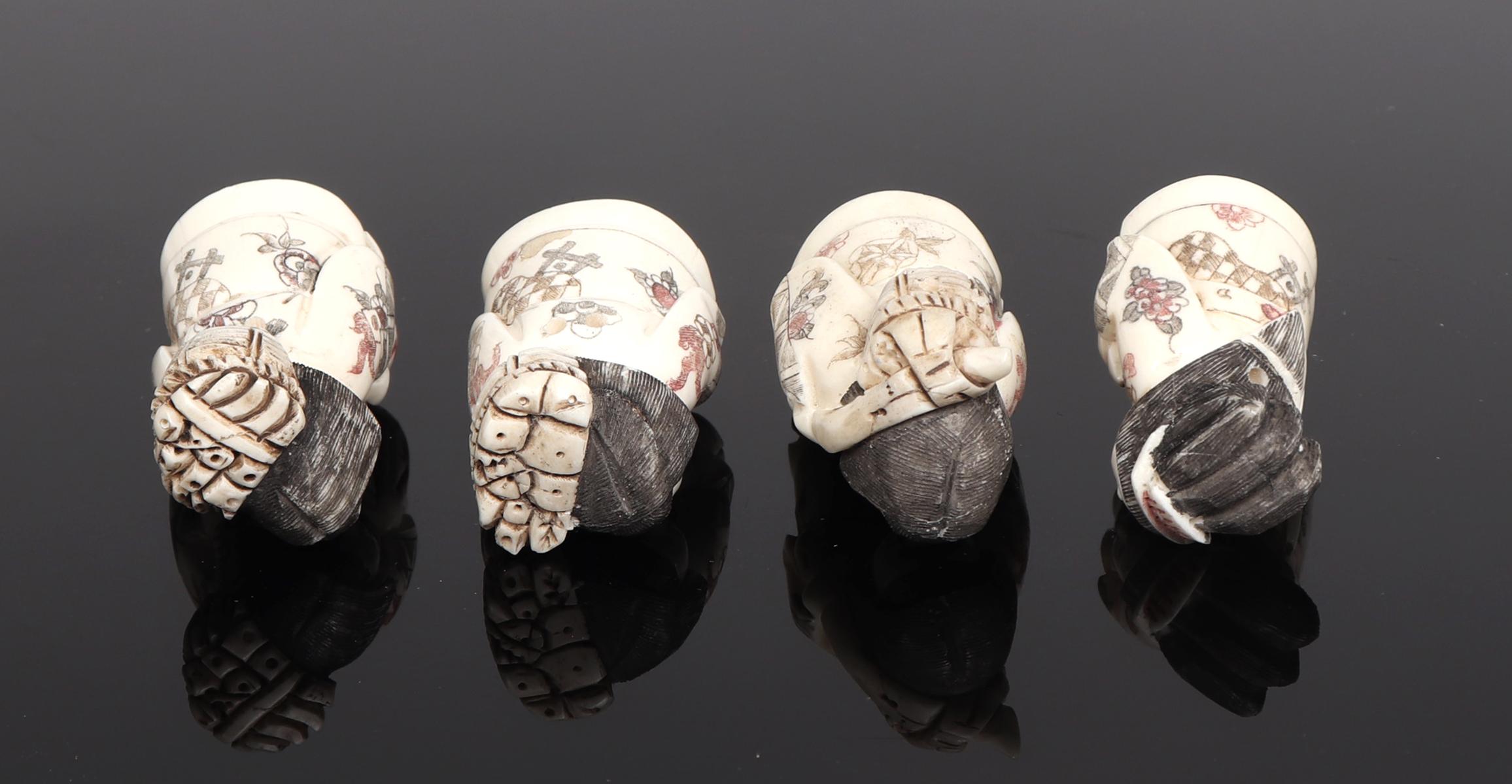 Chinese Carved Bone Female Netsuke, Signed