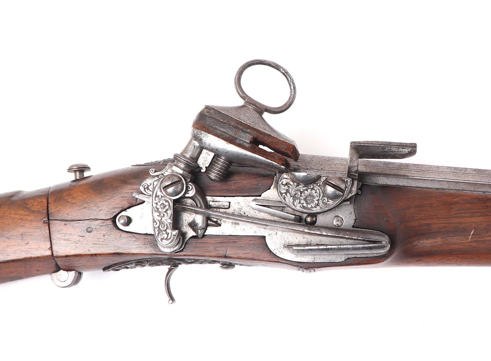 Spanish Chiseled Folding-Stock Flintlock Carbine, 18th C.