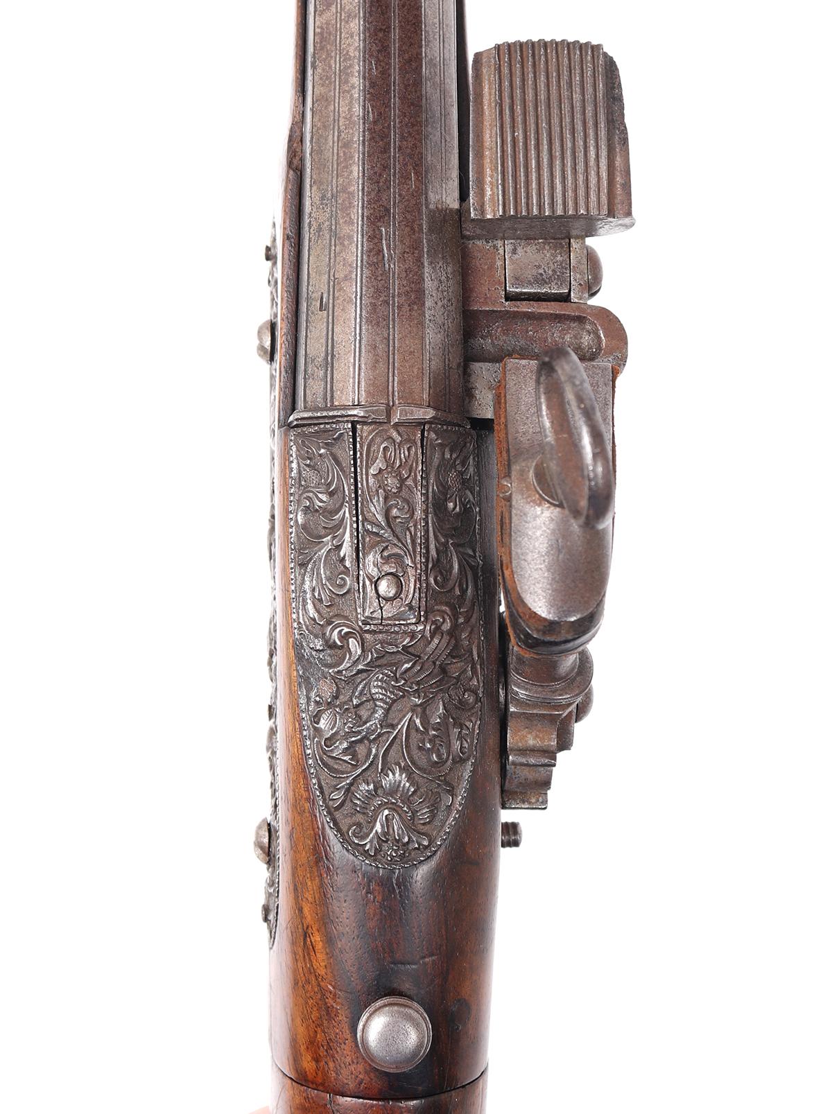 Spanish Chiseled Folding-Stock Flintlock Carbine, 18th C.