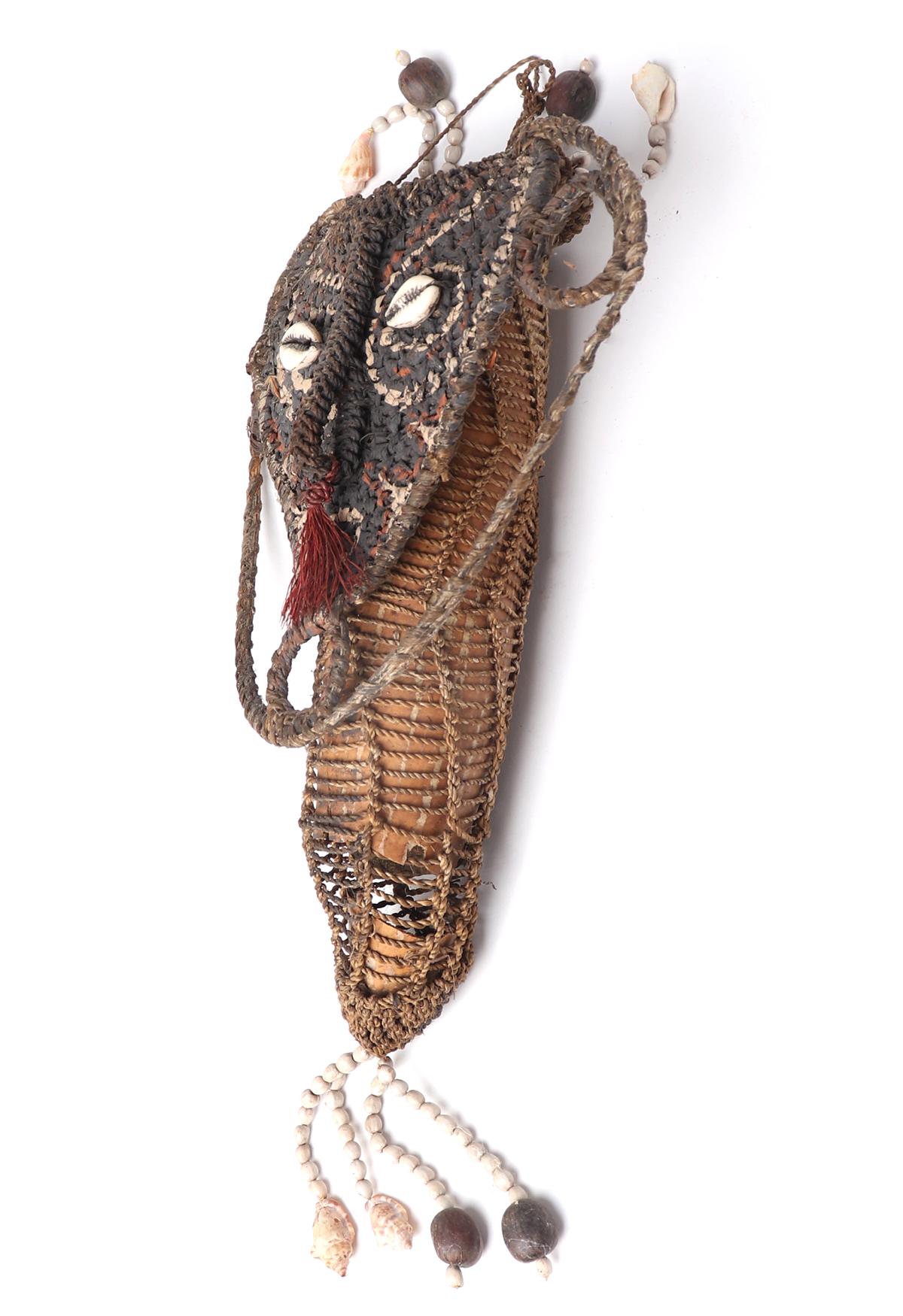 PNG Cowrie Shell and Root Fiber Netted Gourd Bag