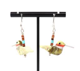 Fine Pair of Zuni Hummingbird Earrings