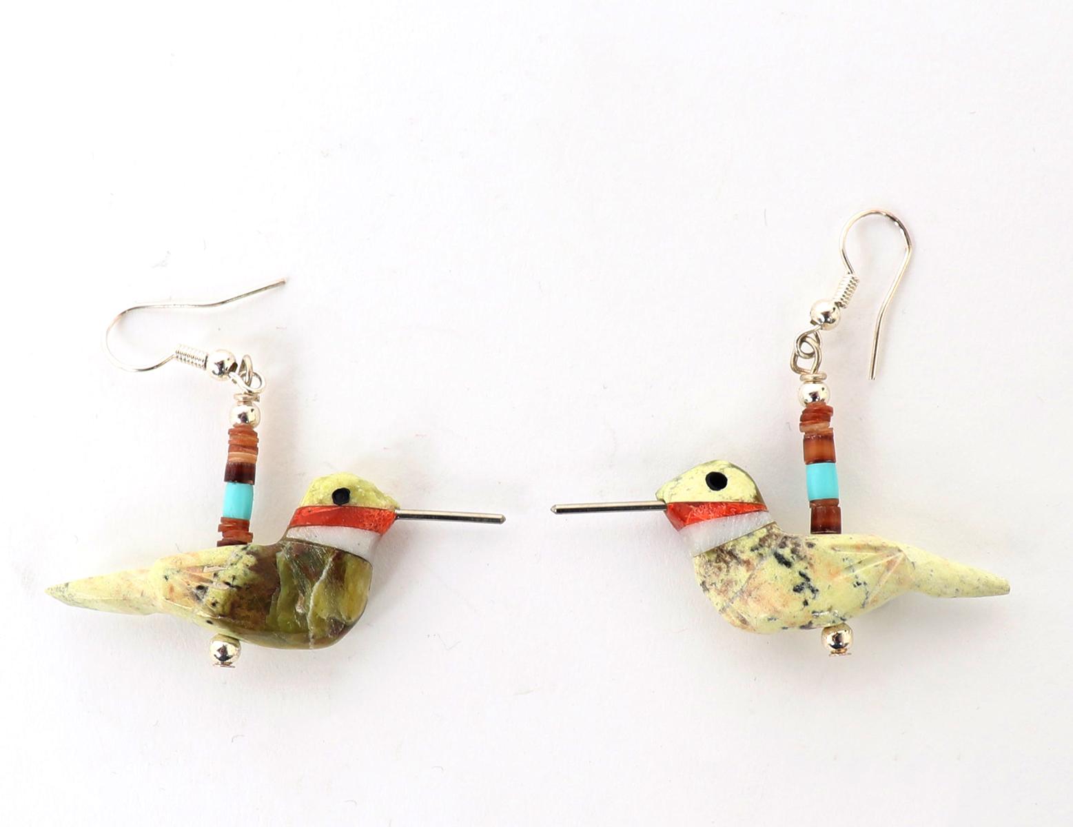 Fine Pair of Zuni Hummingbird Earrings
