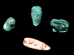 Three Malachite Stone Objects & One Point