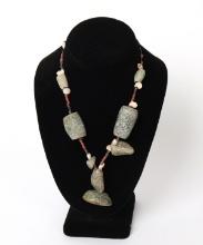 Pre-Columbian Jadeite & Hardstone Beaded Necklace, Mezcala 500 BCE-650 CE