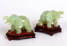 Pair Chinese Hardstone Elephants