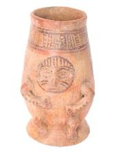 Costa Rican or Nicaragua Polychrome Pottery Urn