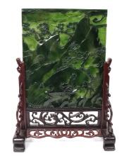 Gorgeous Spinach Jade Chinese Table Screen