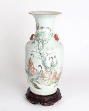 Chinese Porcelain Vase of Women and Children, Qing Dynasty 1636-1912