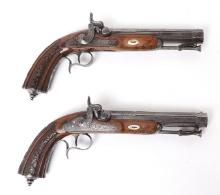 Fine Cased Pair of French Dueling Pistols by Damas Anglais