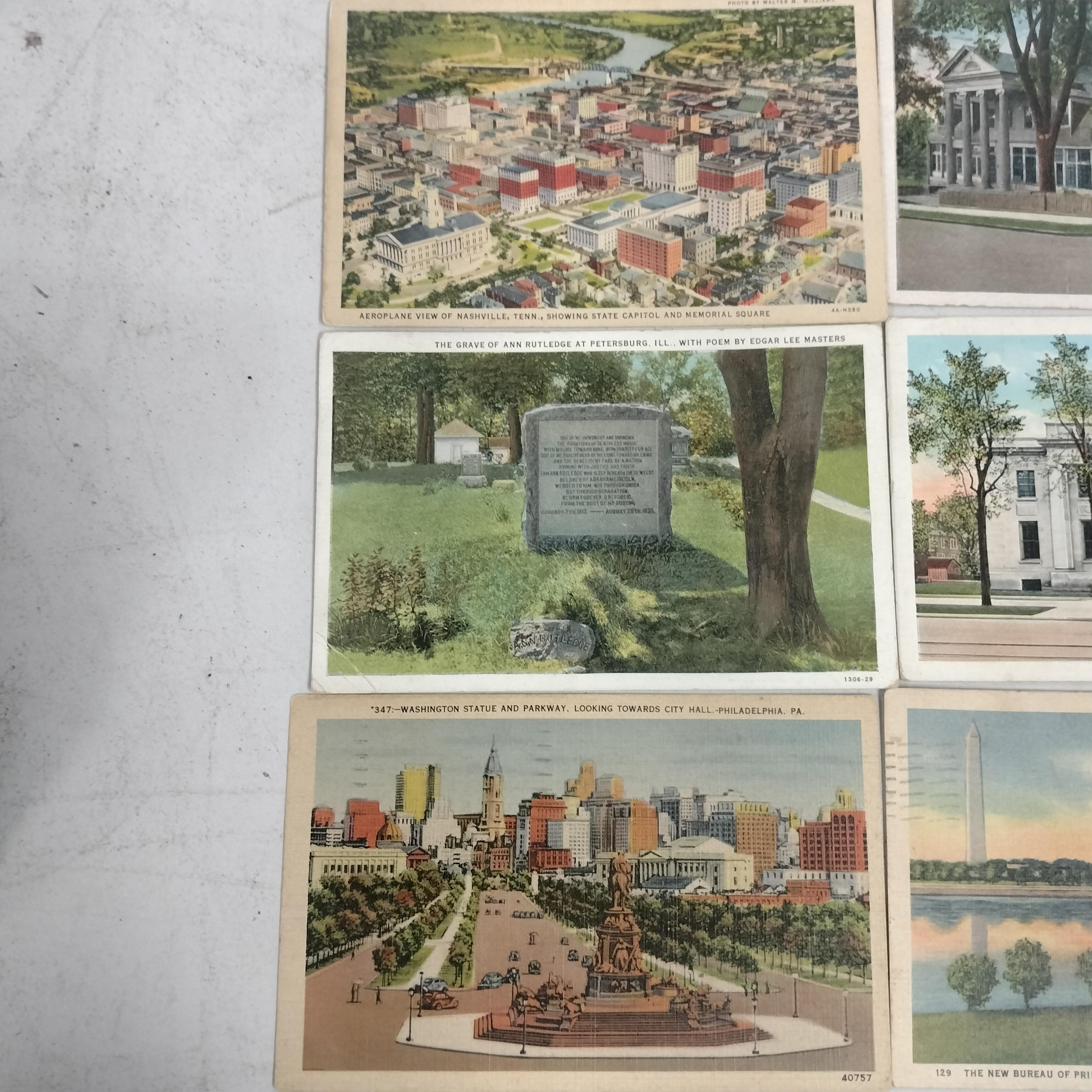 Vintage Postcards late 30's Early 40's w/1¢ Washington stamps