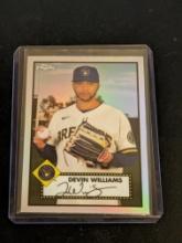 2021 Topps Chrome Platinum Anniversary Devin Williams Silver Refractor Brewers