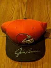 Jim Brown Autographed browns cap with coa