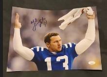 Mike Vanderjagt autogrpahed 11x14 photo with JSA COA/