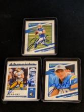 x3 Justin Herbert autographed card lot w/coa