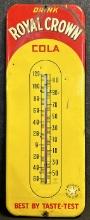 Royal Crowm 1940s Painted Metal Advertising Thermometer Soda Pop Sign