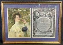 1903 Dated The Palms Drink Coca Cola Cardstock Advertising Signs Framed & Matted
