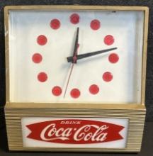 Coca Cola Fishtail 1950s Synchron Heavy Metal Advertising Soda Pop Wall Clock