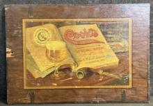 Cooks Goldblume 1920s Woodn Lithograph Beer Advertising Evansville Indiana Sign